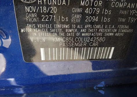 2020 Hyundai Ioniq Hybrid Sel из США, поврежденный, VIN KMHC85LC0LU242580